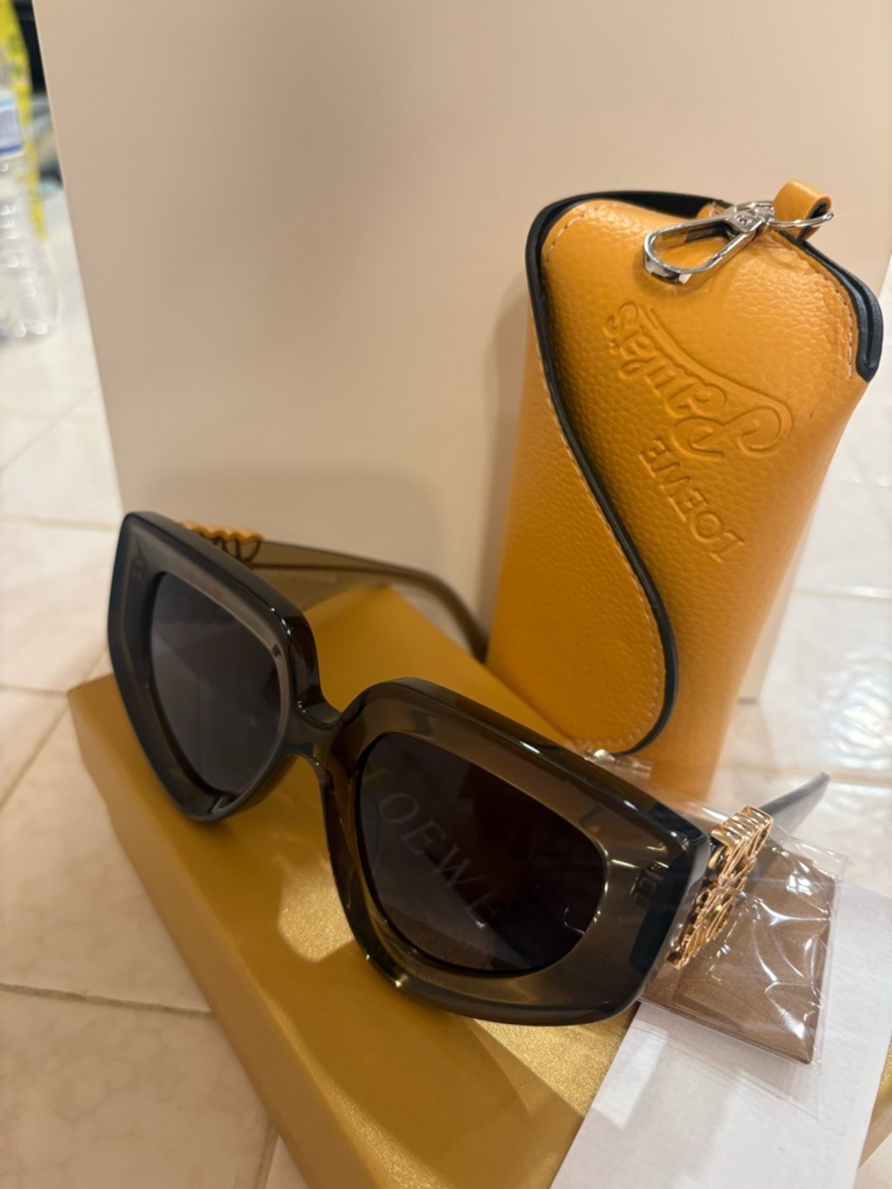 Loewe Oversized Cat-Eye Sunglasses in Smoky Brown with Gold Detail